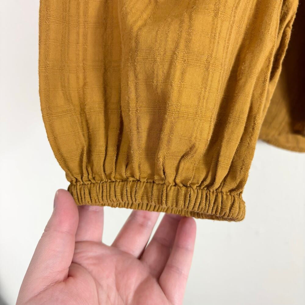 Madewell Lightweight Cotton Square Neck Bubble Sleeve Top in Antique Gold Plaid - Picture 6 of 10